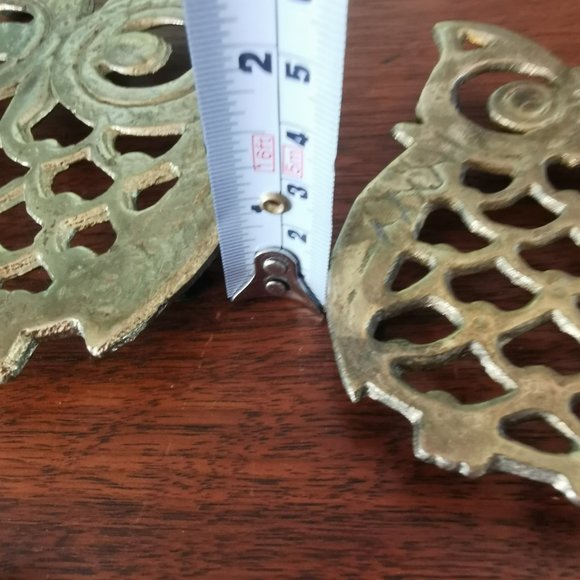 Brass Owls Trivets Set of 4, Vintage Cutout Brass Owls Trivets Coasters - Picture 10 of 13